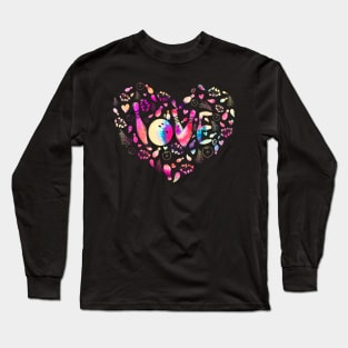 Tie Dye Love Bowling Heart Long Sleeve T-Shirt